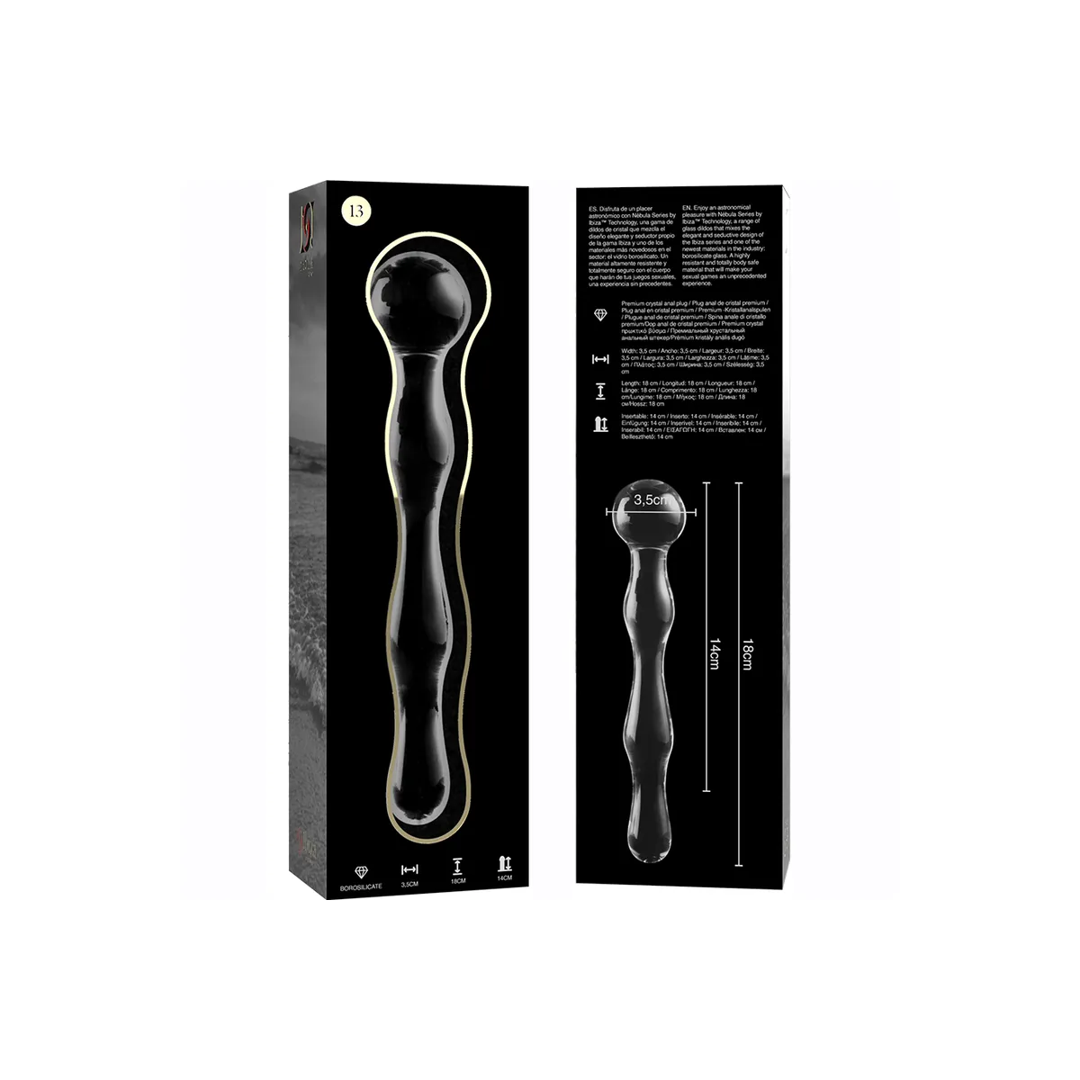 Modell 13 Dildo Borosilikatglas Klar 18 cm -O- 3,5 cm von Nebula Series By Ibiza | Fesselliebe.de