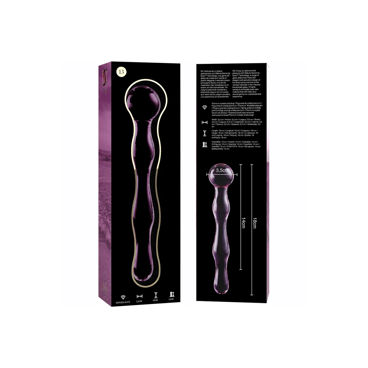 Modell 13 Dildo Borosilikatglas Rosa 18 cm -O- 3,5 cm von Nebula Series By Ibiza | Fesselliebe.de