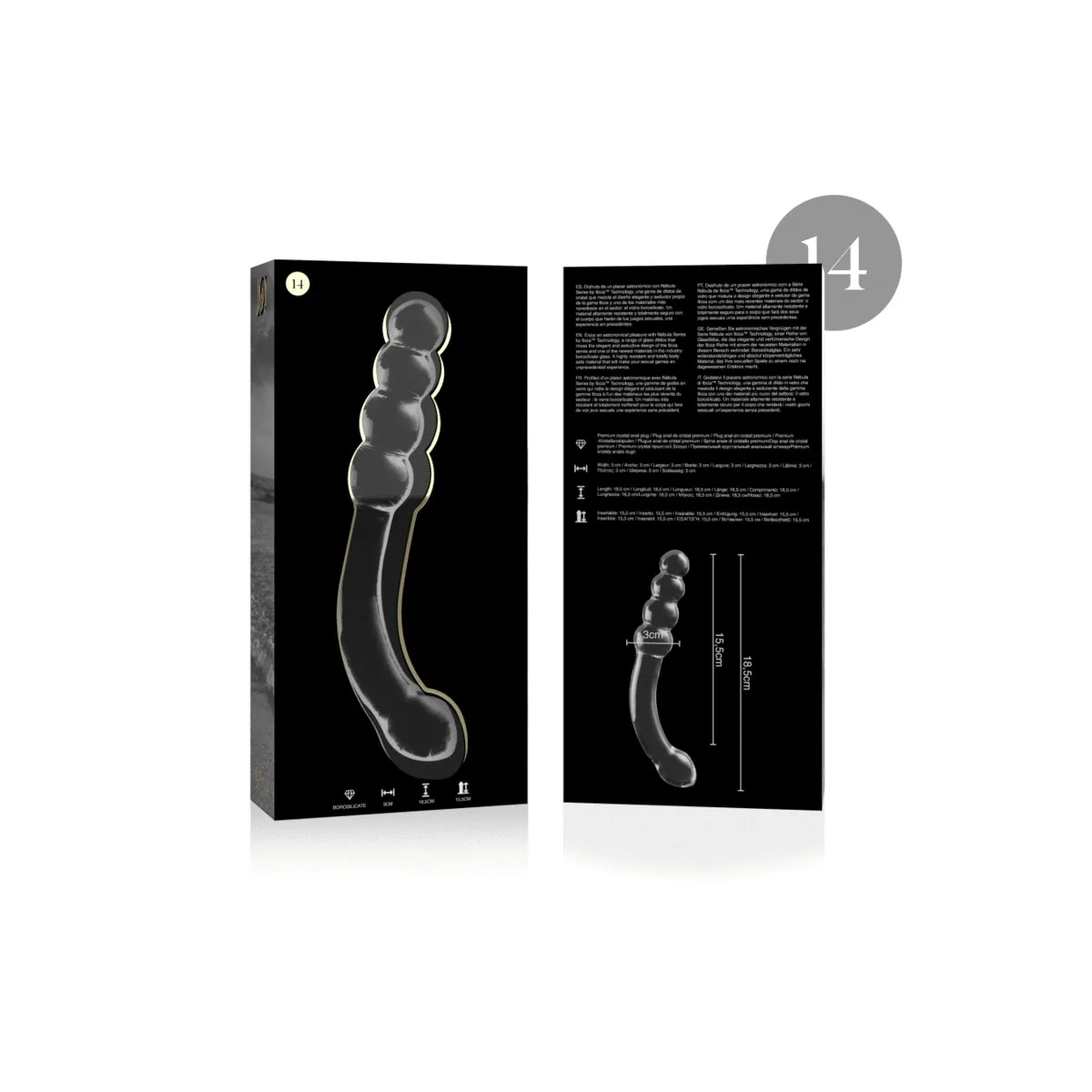 Modell 14 Dildo Borosilikatglas Klar 18,5 cm -O- 3 cm von Nebula Series By Ibiza | Fesselliebe.de