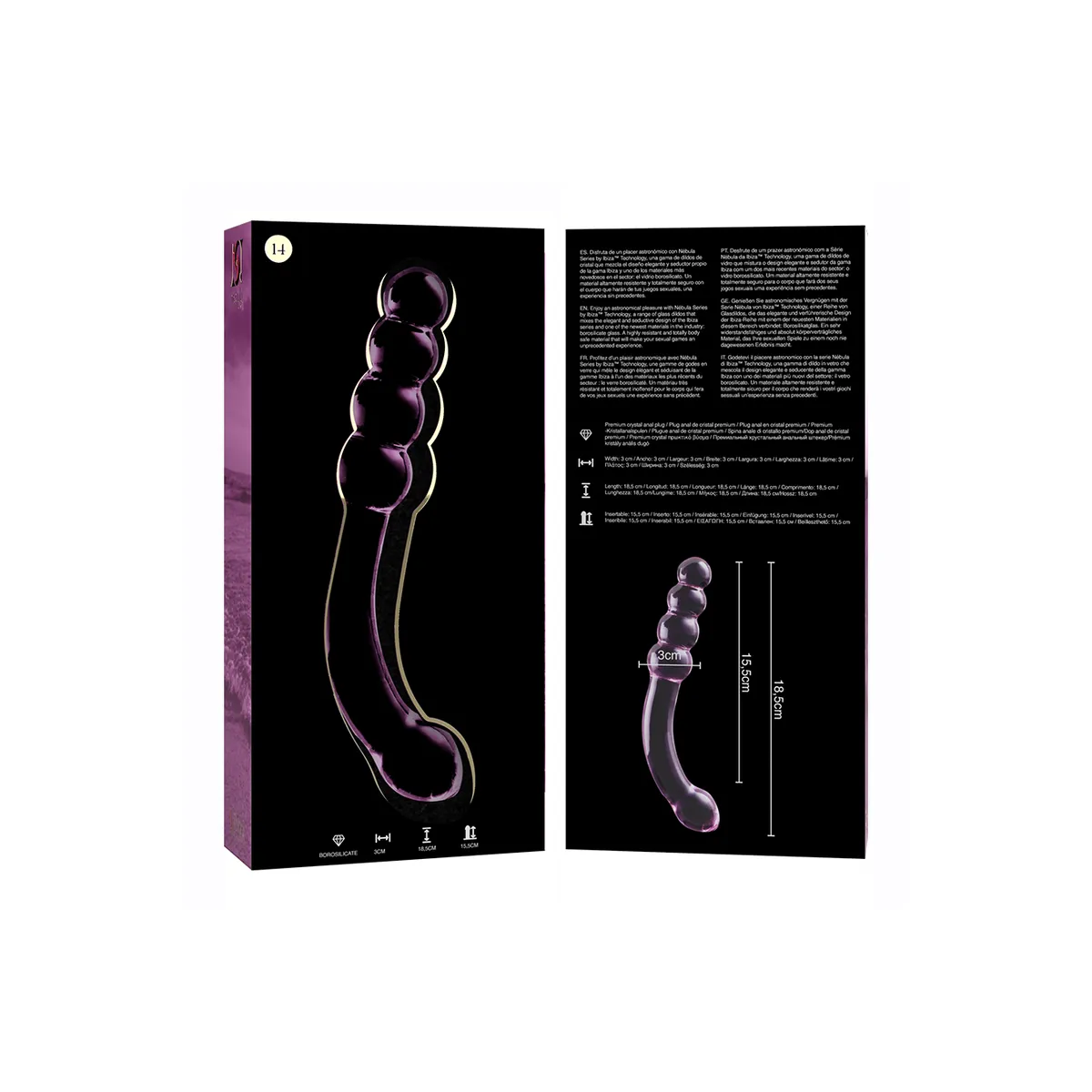 Modell 14 Dildo Borosilikatglas Rosa 18,5 cm -O- 3 cm von Nebula Series By Ibiza | Fesselliebe.de