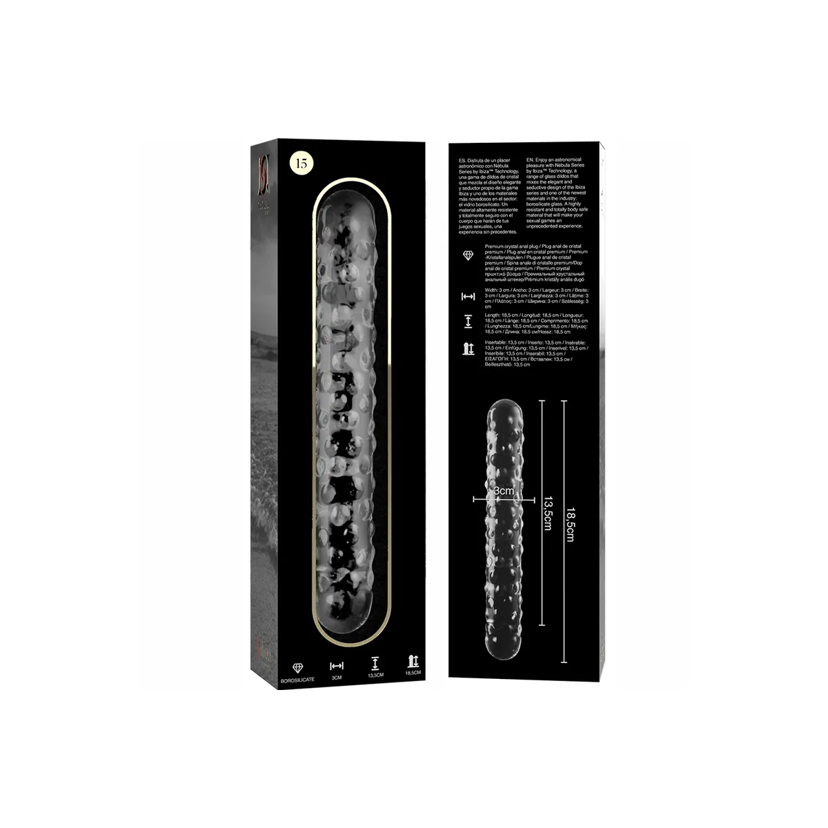 Modell 15 Dildo Borosilikatglas Klar 18,5 cm -O- 3 cm von Nebula Series By Ibiza | Fesselliebe.de