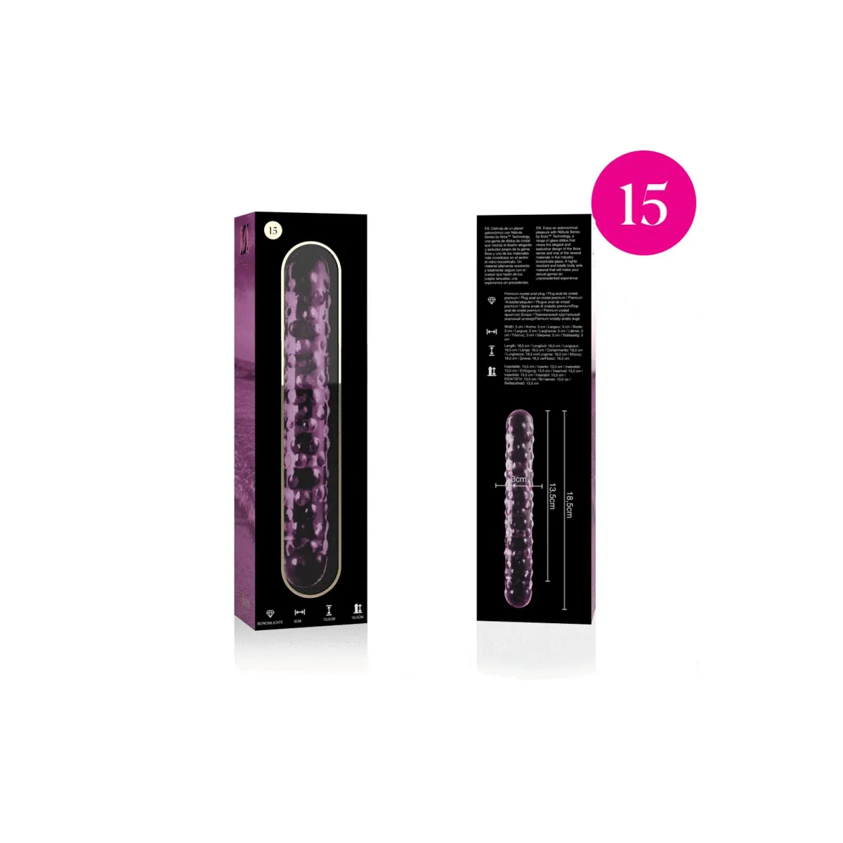 Modell 15 Dildo Borosilikatglas Rosa 18,5 cm -O- 3 cm von Nebula Series By Ibiza | Fesselliebe.de