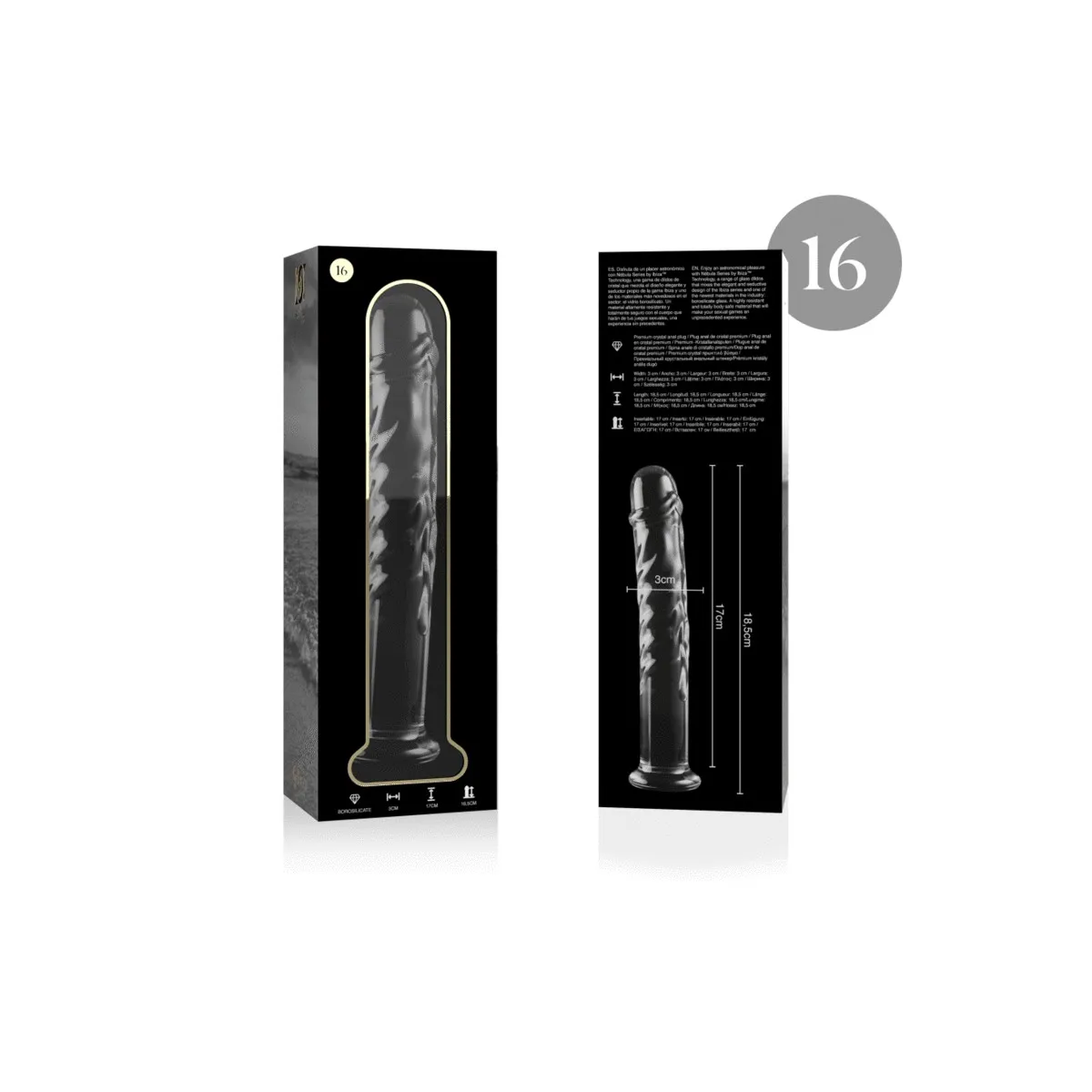 Modell 16 Dildo Borosilikatglas Klar 18,5 cm -O- 3 cm von Nebula Series By Ibiza | Fesselliebe.de