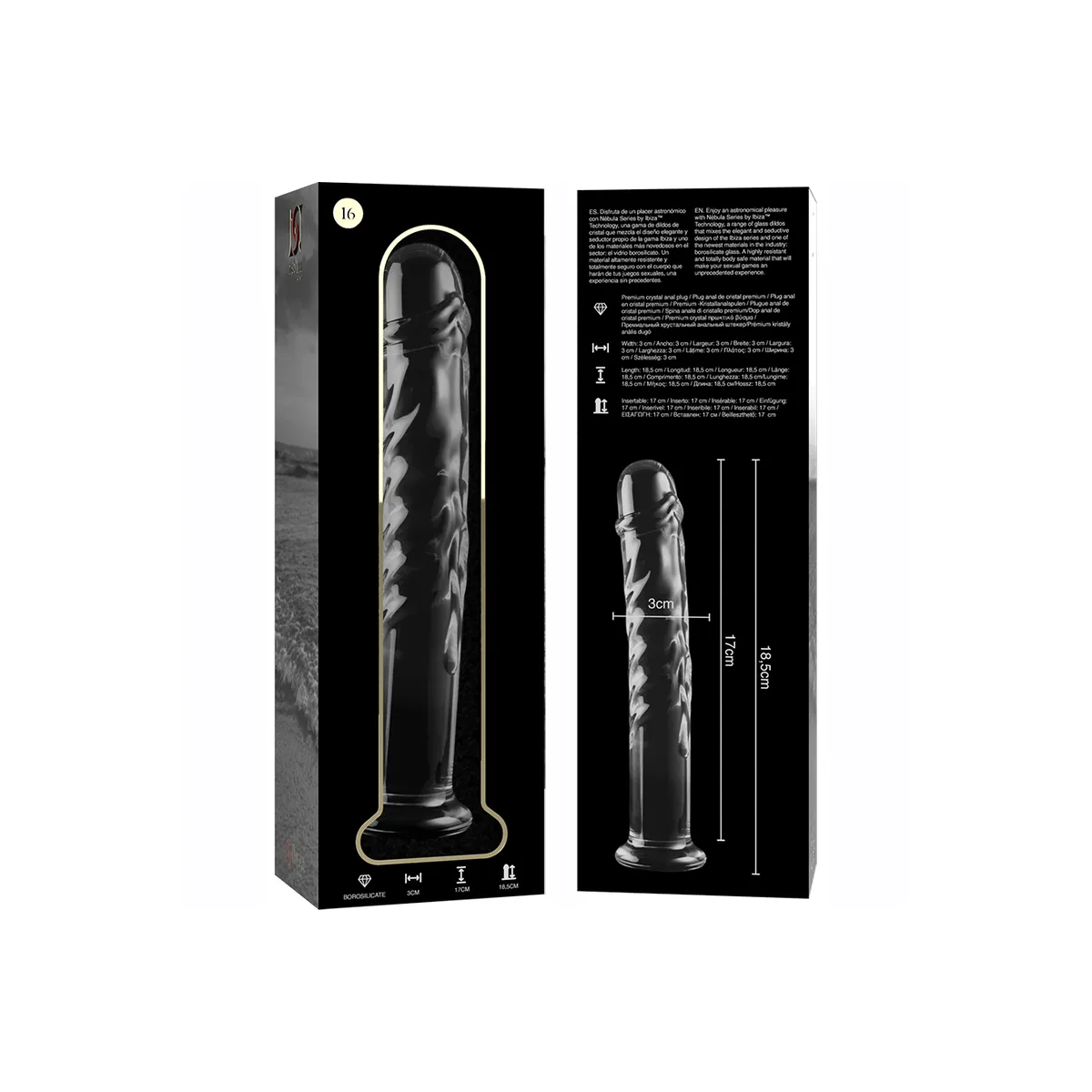 Modell 16 Dildo Borosilikatglas Klar 18,5 cm -O- 3 cm von Nebula Series By Ibiza | Fesselliebe.de