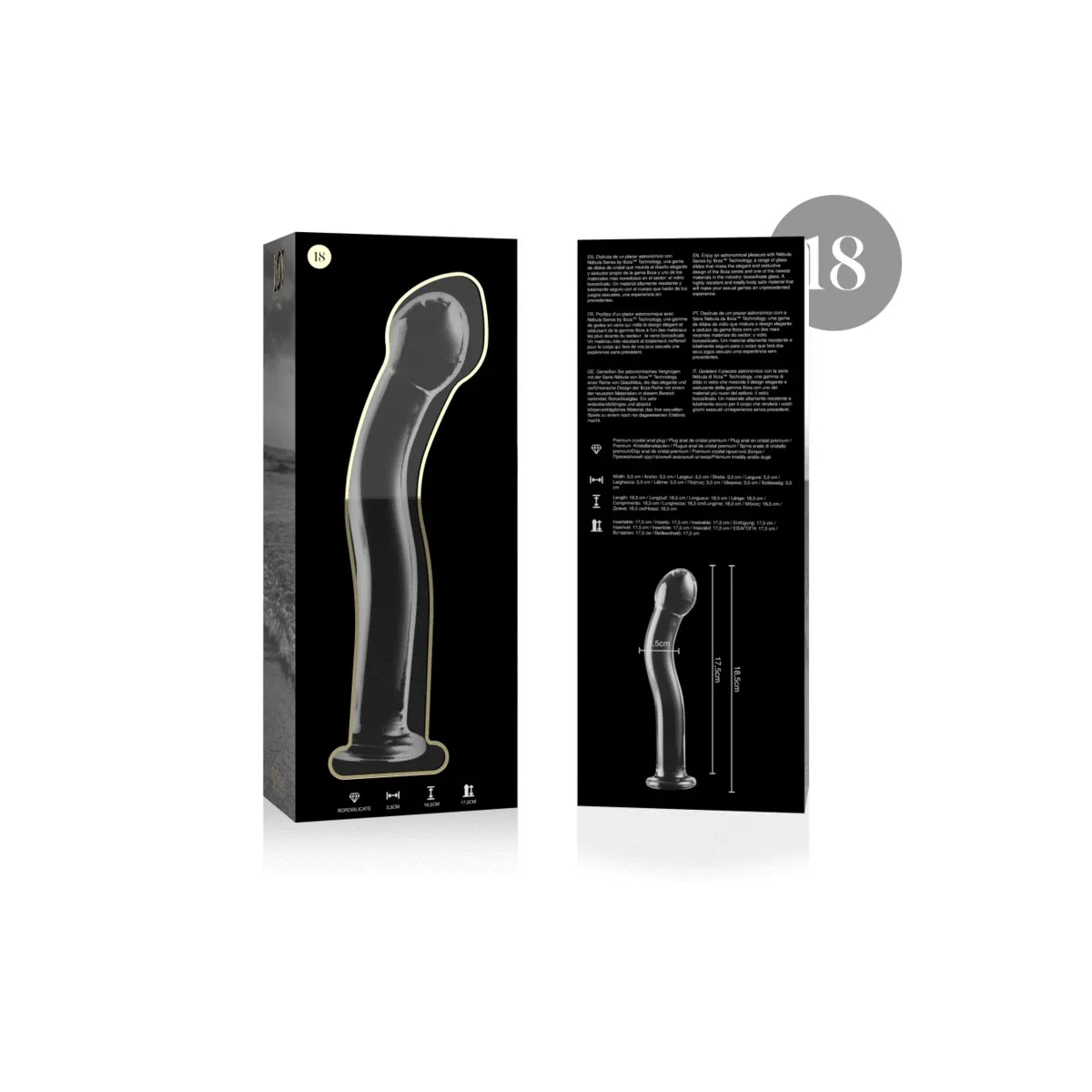Modell 18 Dildo Borosilikatglas Klar 18,5 cm -O- 3,5 cm von Nebula Series By Ibiza | Fesselliebe.de