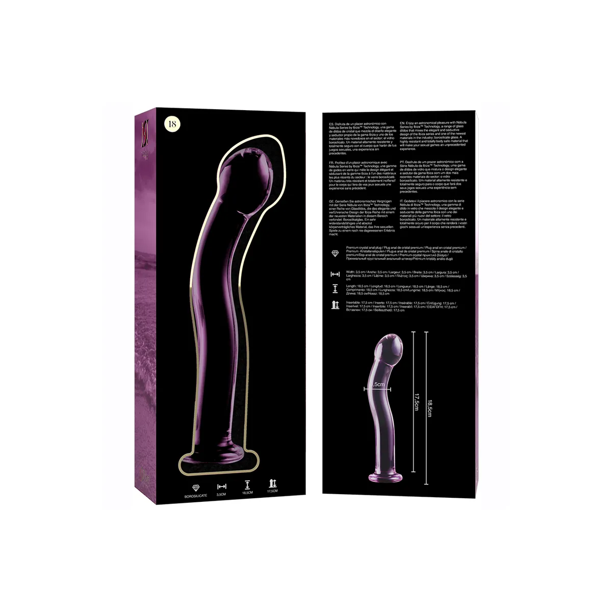 Modell 18 Dildo Borosilikatglas Rosa 18,5 cm -O- 3,5 cm von Nebula Series By Ibiza | Fesselliebe.de