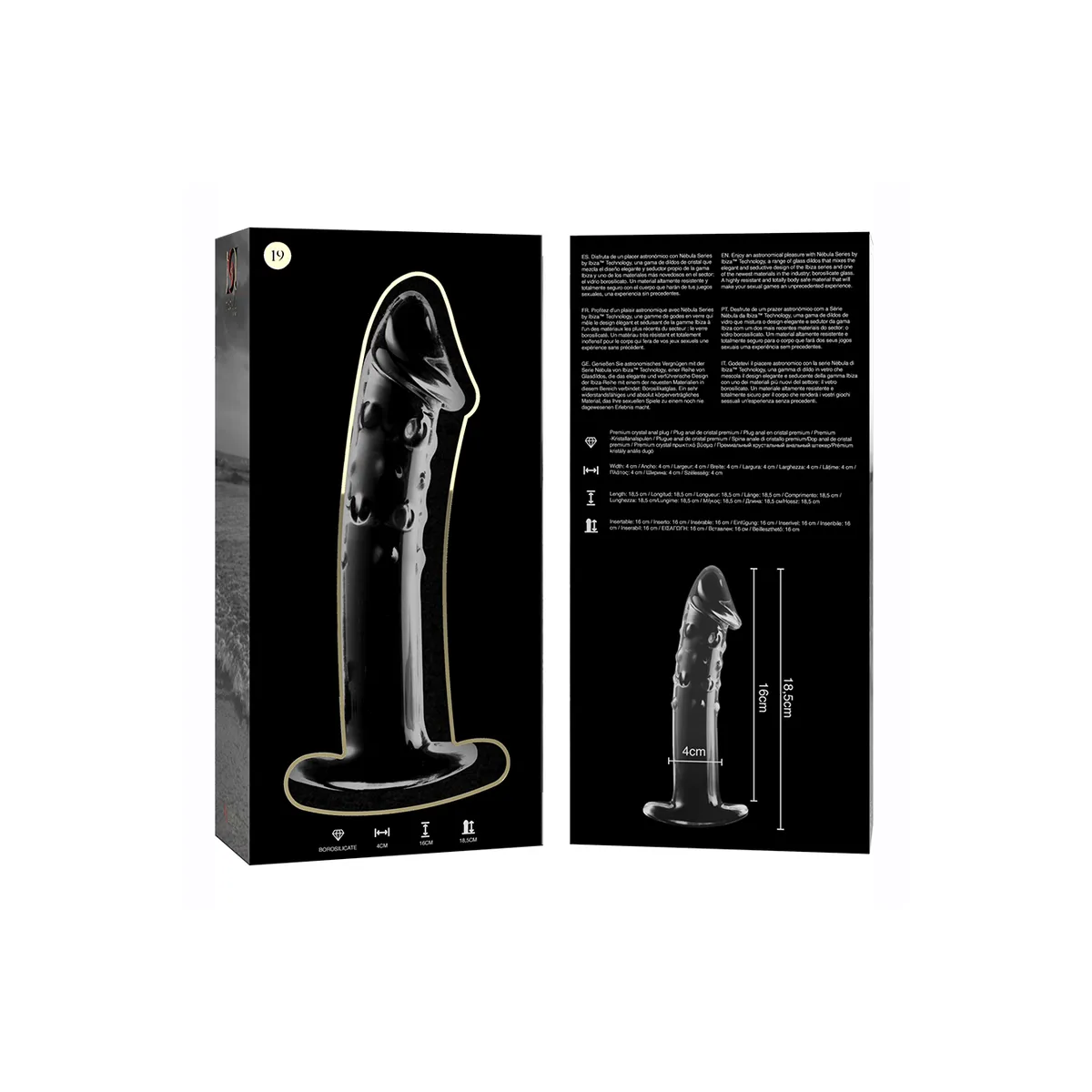 Modell 19 Dildo Borosilikatglas Klar 18,5 cm -O- 4 cm von Nebula Series By Ibiza | Fesselliebe.de