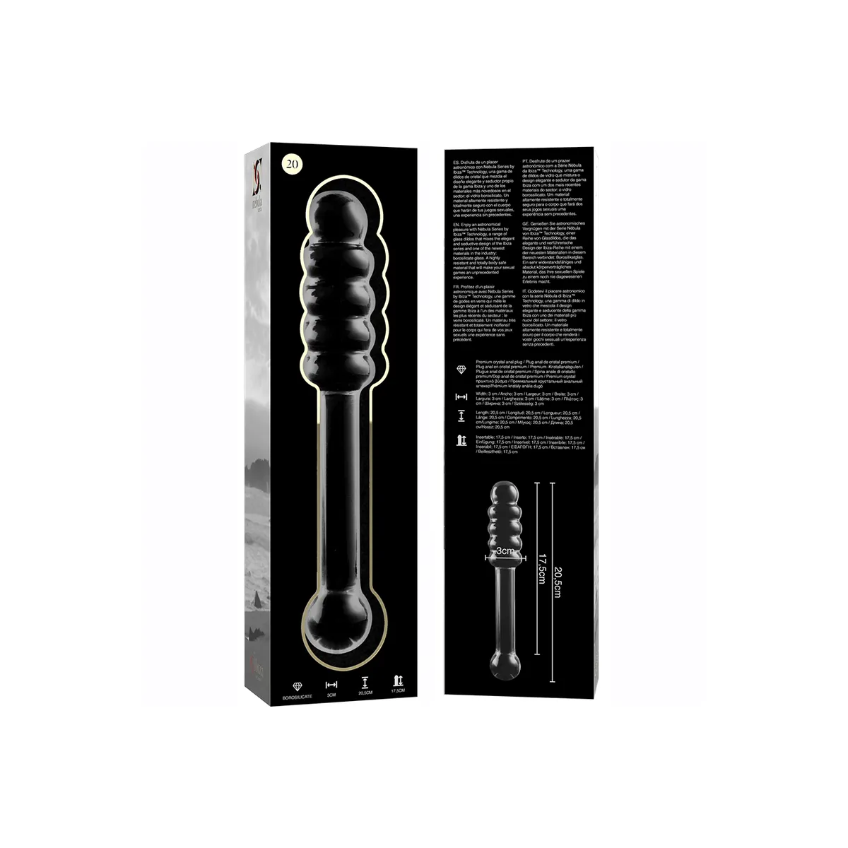 Modell 20 Dildo Borosilikatglas Klar 20,5 cm -O- 3 cm von Nebula Series By Ibiza | Fesselliebe.de