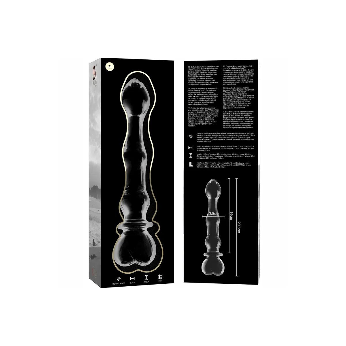Modell 21 Dildo Borosilikatglas Klar 20,5 cm -O- 3,5 cm von Nebula Series By Ibiza | Fesselliebe.de