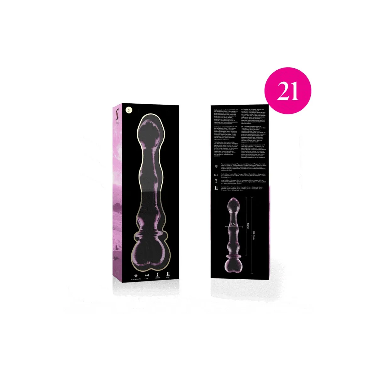 Modell 21 Dildo Borosilikatglas Rosa 20,5 cm -O- 3,5 cm von Nebula Series By Ibiza | Fesselliebe.de