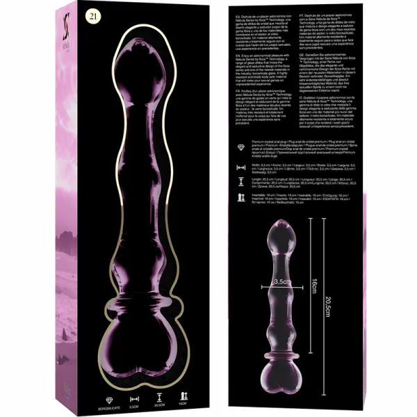 Modell 21 Dildo Borosilikatglas Rosa 20,5 cm -O- 3,5 cm von Nebula Series By Ibiza | Fesselliebe.de