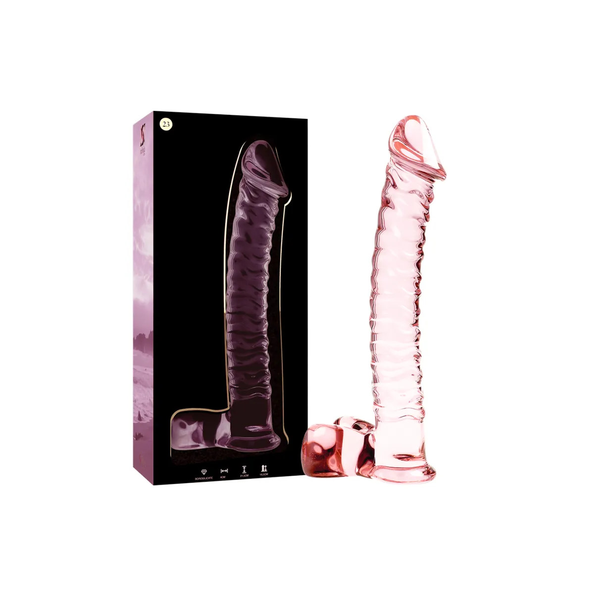 Modell 23 Dildo Borosilikatglas Rosa 21,5 cm -O- 4 cm von Nebula Series By Ibiza | Fesselliebe.de