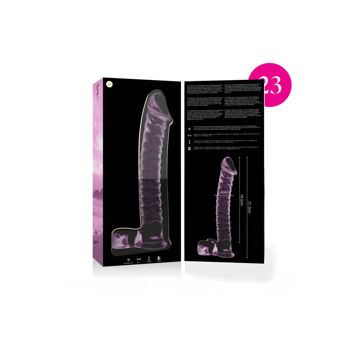 Modell 23 Dildo Borosilikatglas Rosa 21,5 cm -O- 4 cm von Nebula Series By Ibiza | Fesselliebe.de
