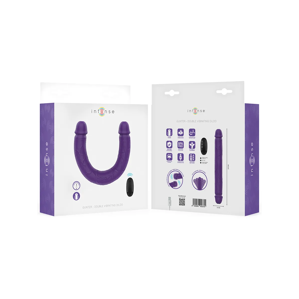 Gunter Dildo Doppelvibrator 40 cm Lila mit Fernbedienung von Intense Fun | Fesselliebe.de