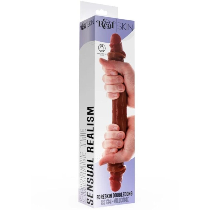 Doppelendes Silikon-Dildo Karamell 35 cm von Get Real | Fesselliebe.de