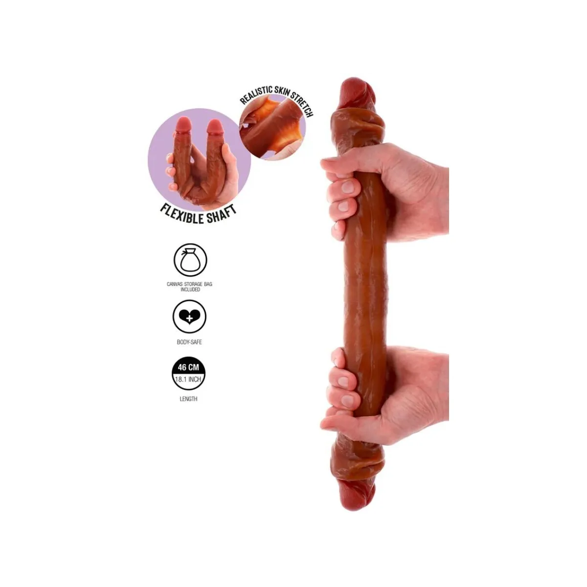Doppelendes Silikon-Dildo Karamell 46 cm von Get Real | Fesselliebe.de