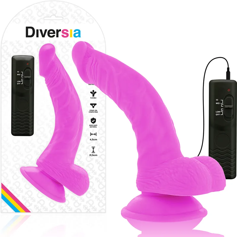 Flexibler Vibrierender Dildo Lila 21,5 cm -O- 4,5 cm von Diversia | Fesselliebe.de