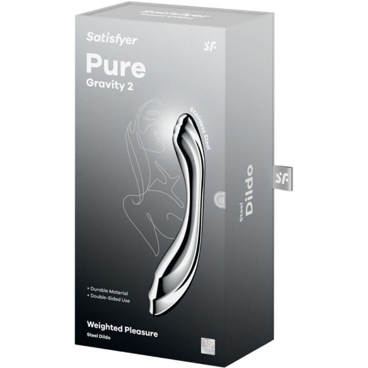 Pure Gravity 2 Doppelendeller Dildo aus Edelstahl von Satisfyer Dildo | Fesselliebe.de