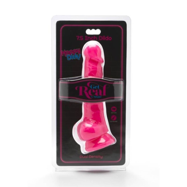 Happy Dicks 19 cm mit Bällen Rosa von Get Real | Fesselliebe.de