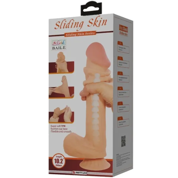 Sliding Skin Series Realistischer Dildo mit Sliding Skin Saunapf Fleisch 26 cm von Pretty Love High Grade | Fesselliebe.de
