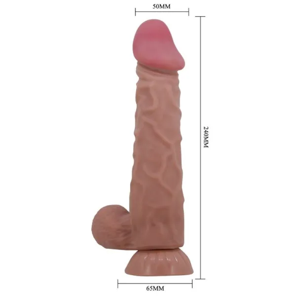 Realistischer Dildo der Sliding Skin-Serie mit Sliding Skin-Saugnapf Braun 24 cm von Pretty Love High Grade | Fesselliebe.de