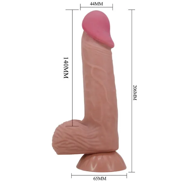 Sliding Skin Series Realistischer Dildo mit Schiebendem Braunen Hautsaugnapf 20,6 cm von Pretty Love High Grade | Fesselliebe.de