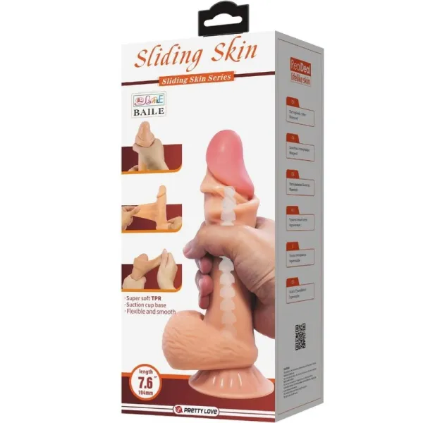 Sliding Skin Series Realistischer Dildo mit Sliding Skin Saugnapf 19,4 cm von Pretty Love High Grade | Fesselliebe.de
