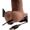 Verstellbarer Gurt mit realistischem Penis und Hoden und Vibrator, wiederaufladbar 15 cm von Fetish Fantasy Series