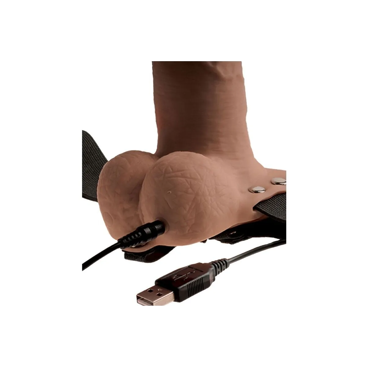 Verstellbarer Gurt mit realistischem Penis und Hoden und Vibrator, wiederaufladbar 15 cm von Fetish Fantasy Series | Fesselliebe.de