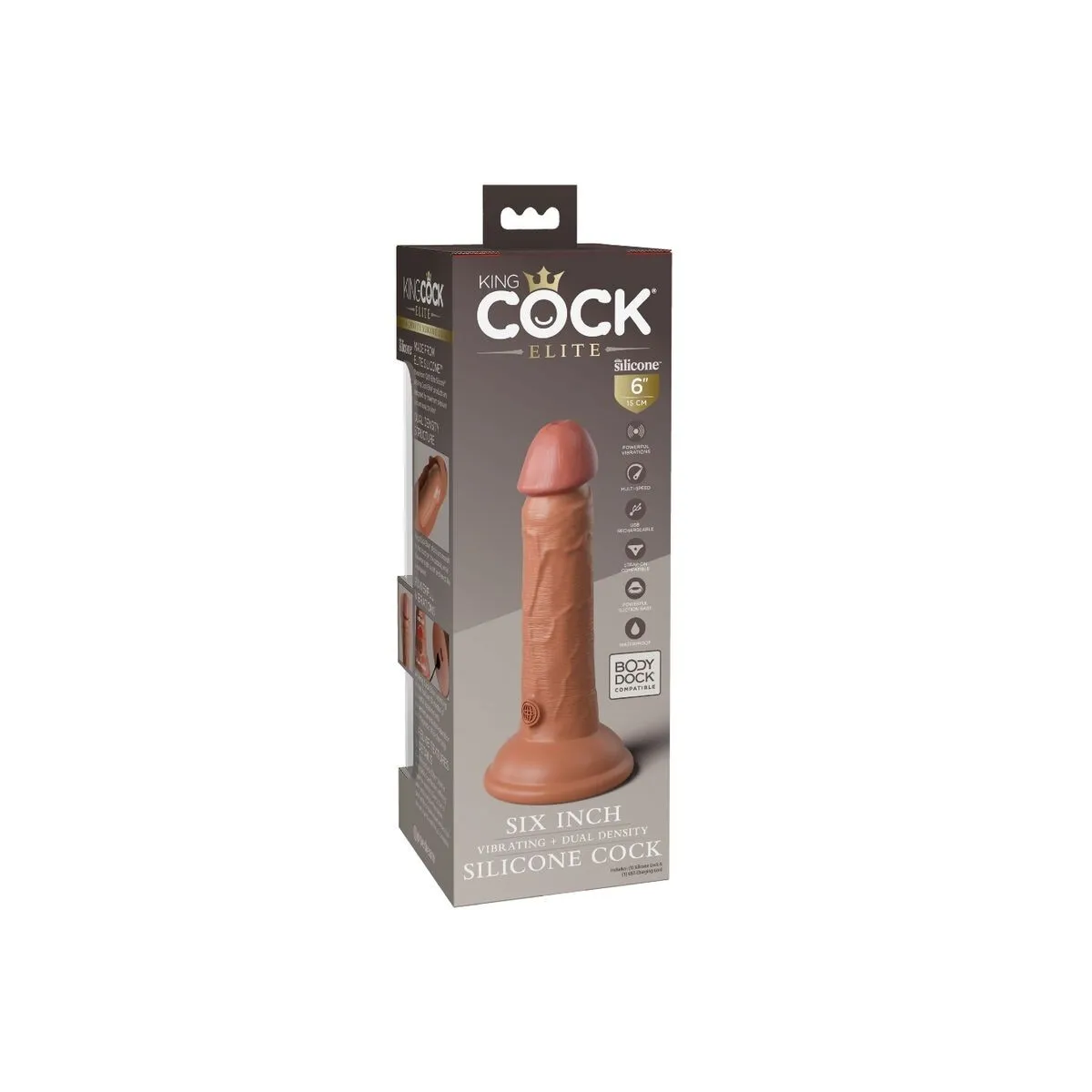 Elite Realistischer Dildo mit Vibration und Silikon 15,2 cm Karamell von King Cock | Fesselliebe.de