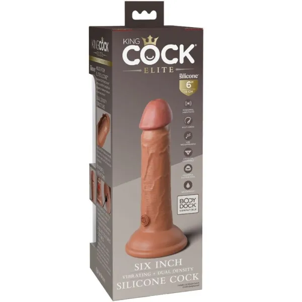 Elite Realistischer Dildo mit Vibration und Silikon 15,2 cm Karamell von King Cock | Fesselliebe.de