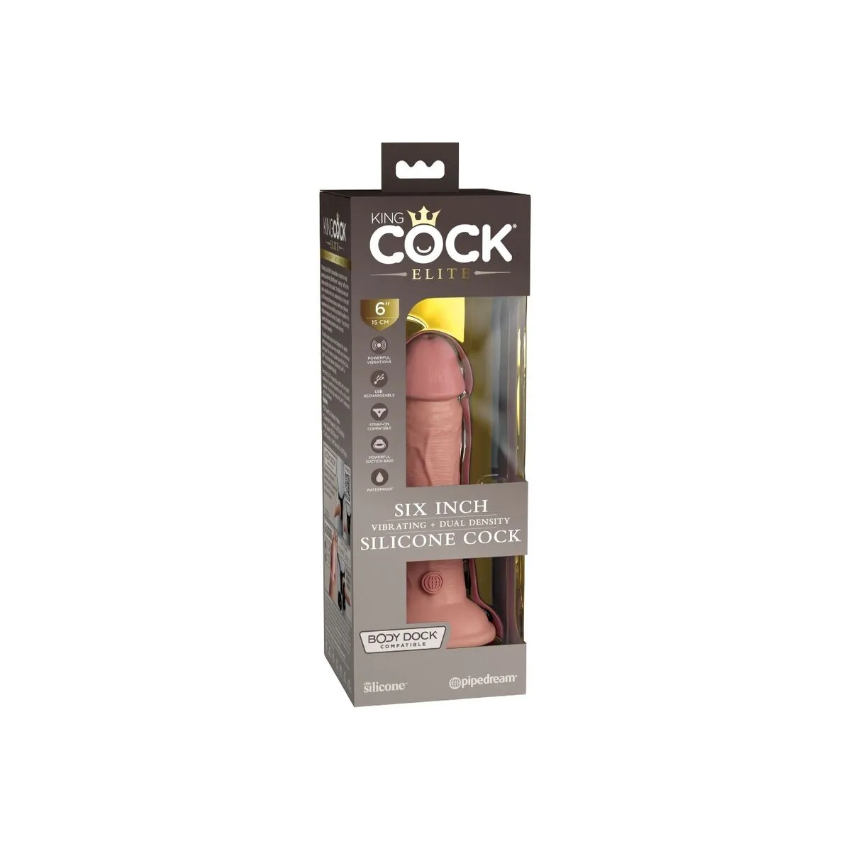Elite Realistischer Dildo mit Vibration und Silikon 15,2 cm von King Cock | Fesselliebe.de