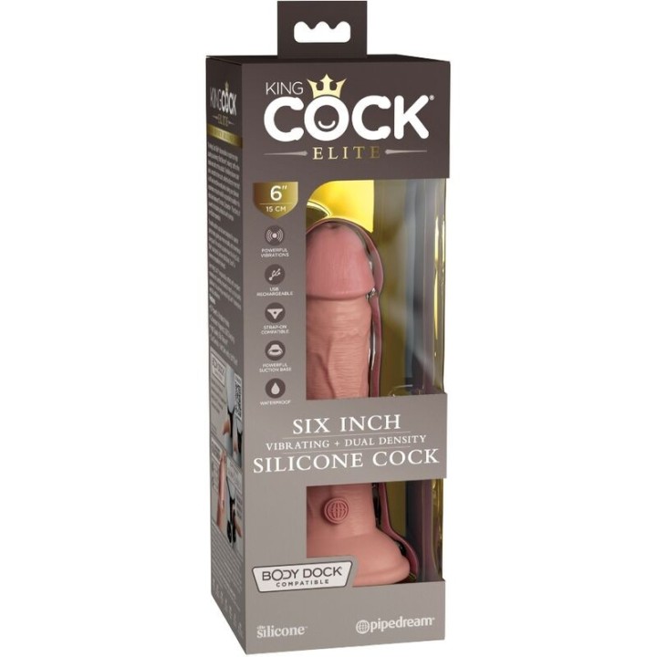 Elite Realistischer Dildo mit Vibration und Silikon 15,2 cm von King Cock | Fesselliebe.de