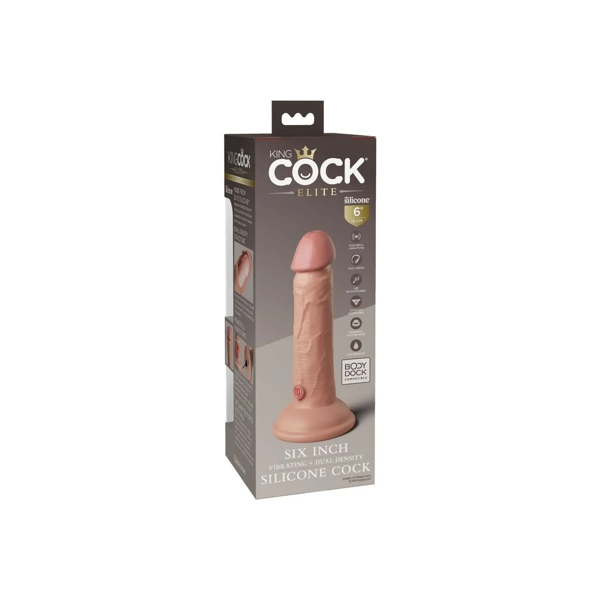 Elite Realistischer Dildo mit Vibration und Silikon 15,2 cm von King Cock | Fesselliebe.de