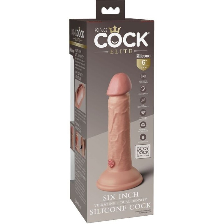 Elite Realistischer Dildo mit Vibration und Silikon 15,2 cm von King Cock | Fesselliebe.de
