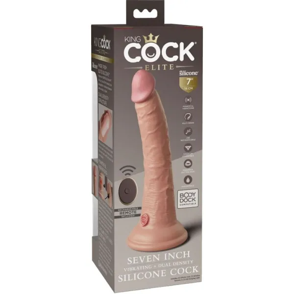 Elite Realistischer Dildo Vibrator & Silikon mit Fernbedienung 17,8 cm von King Cock | Fesselliebe.de