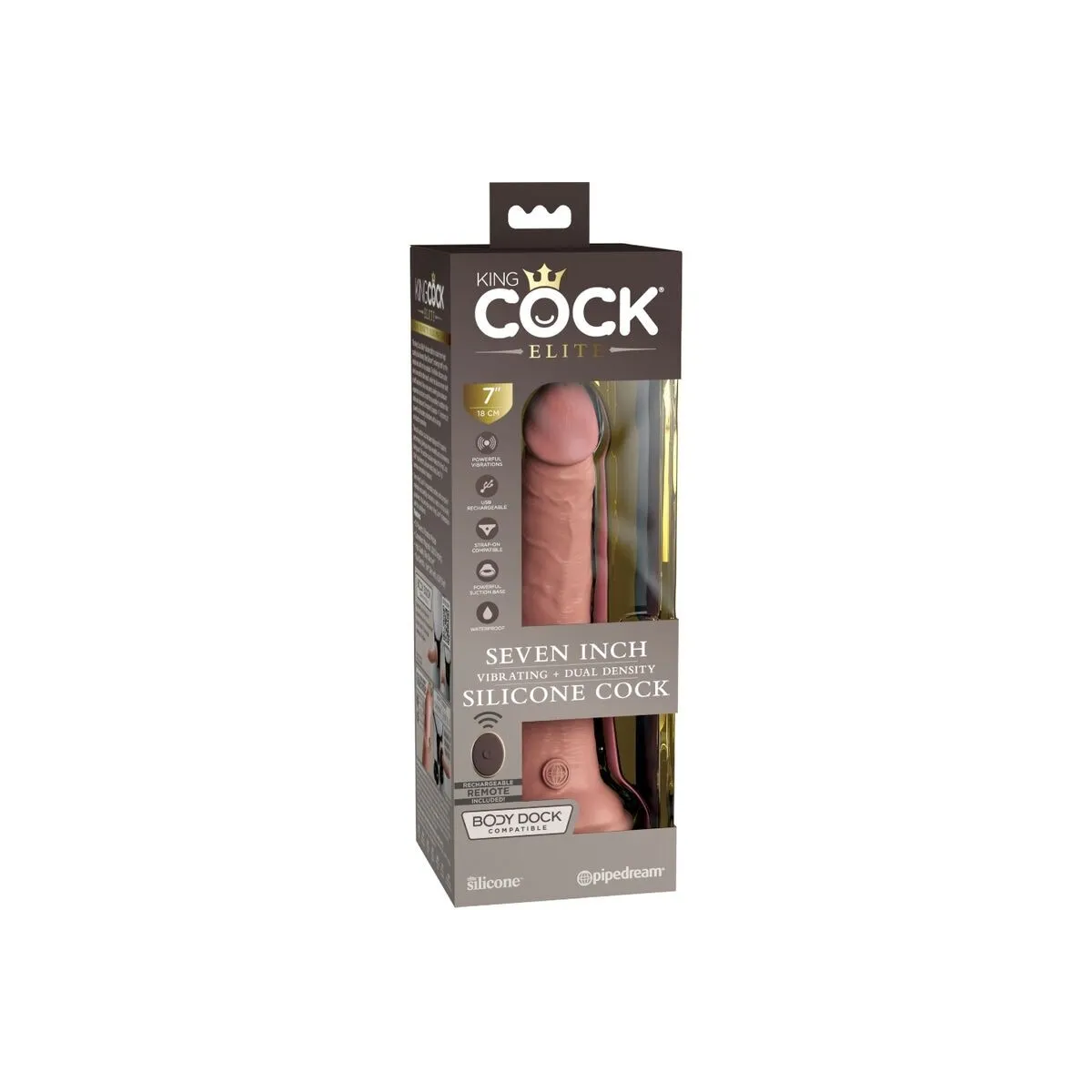 Elite Realistischer Dildo Vibrator & Silikon mit Fernbedienung 17,8 cm von King Cock | Fesselliebe.de