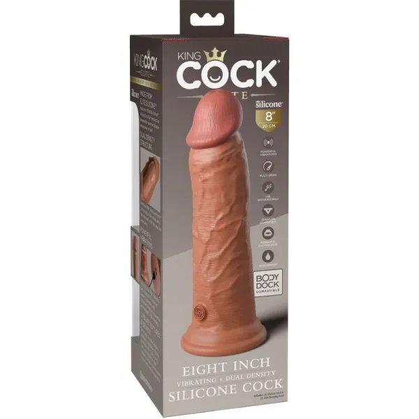 Elite Realistischer Dildo mit Vibration und Silikon 20,3 cm Karamell von King Cock | Fesselliebe.de