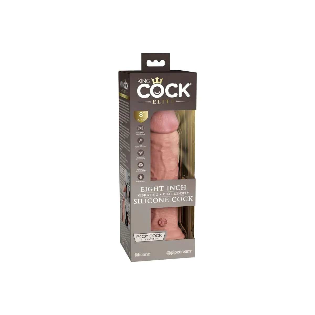 Elite Realistischer Dildo mit Vibration und Silikon 20,3 cm von King Cock | Fesselliebe.de