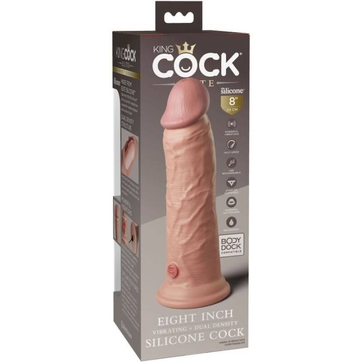 Elite Realistischer Dildo mit Vibration und Silikon 20,3 cm von King Cock | Fesselliebe.de