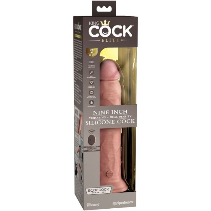Elite Realistischer Dildo Vibrator & Silikon mit Fernbedienung 23 cm von King Cock | Fesselliebe.de