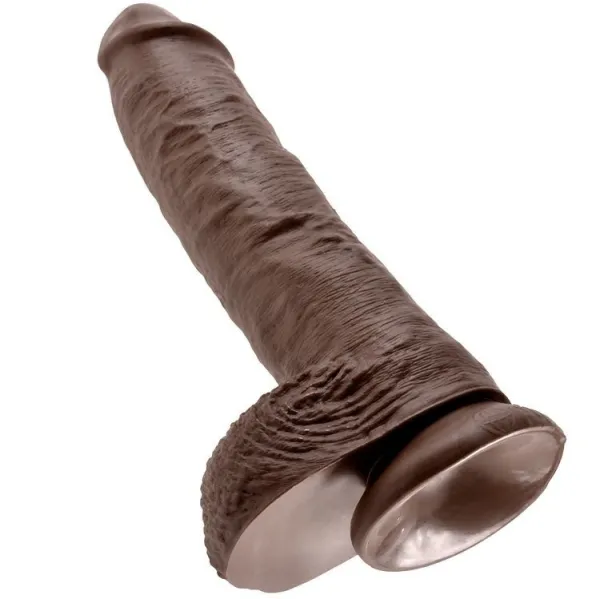 10 Dildo Braun mit Eier 25,4 cm von King Cock | Fesselliebe.de