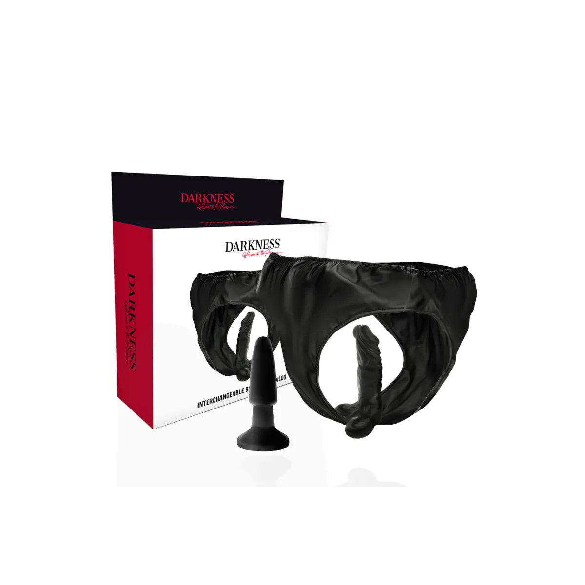 Höschen mit Plug und Auswechselbarem Dildo von Darkness Sensations | Fesselliebe.de