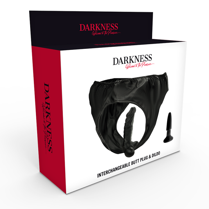 Höschen mit Plug und Auswechselbarem Dildo von Darkness Sensations | Fesselliebe.de