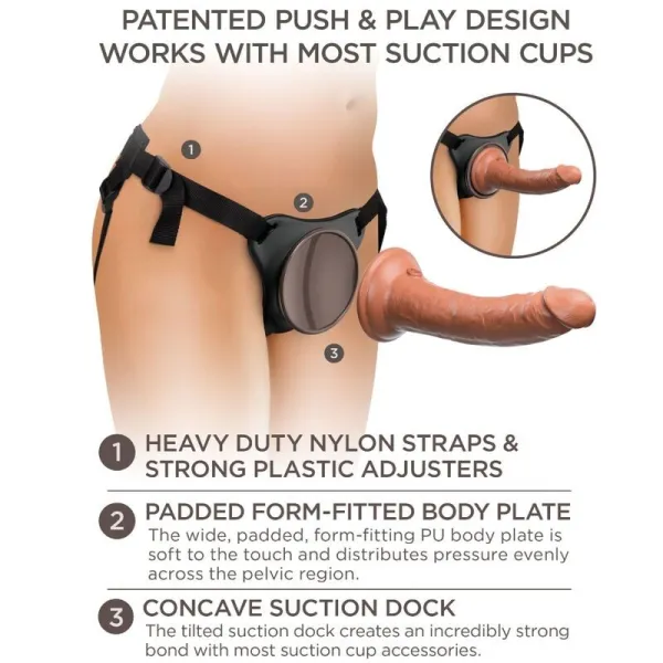 Elite Bequemer Verstellbarer Gurt mit Dildo 17,8 cm von King Cock | Fesselliebe.de