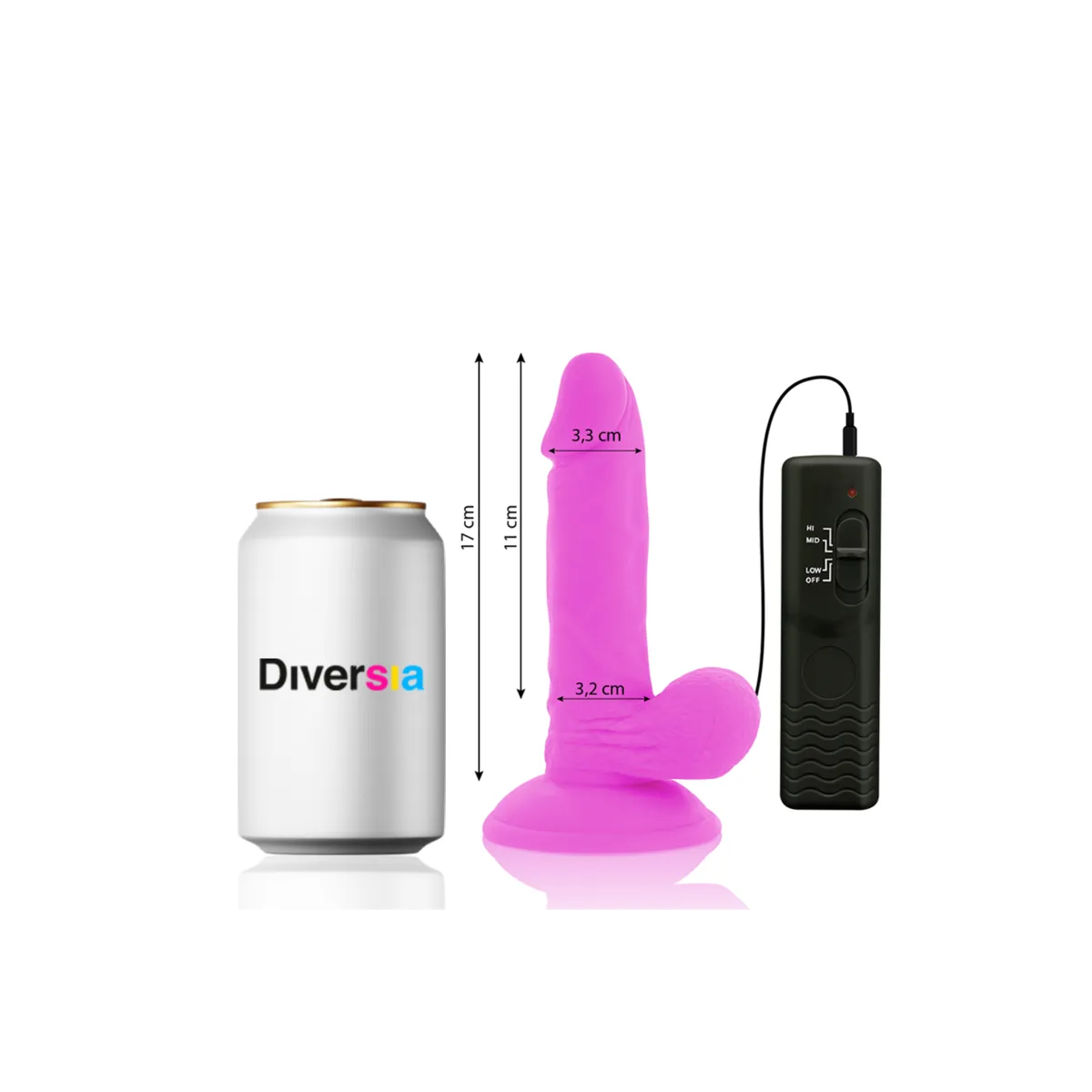 Flexibler Vibrierender Dildo Lila 17 cm -O- 3,3 cm von Diversia | Fesselliebe.de