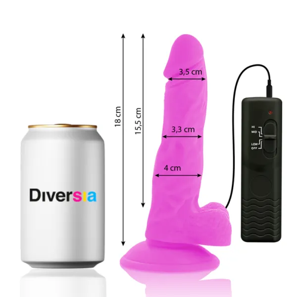 Flexibler Vibrierender Dildo Lila 18 cm -O- 4 cm von Diversia | Fesselliebe.de