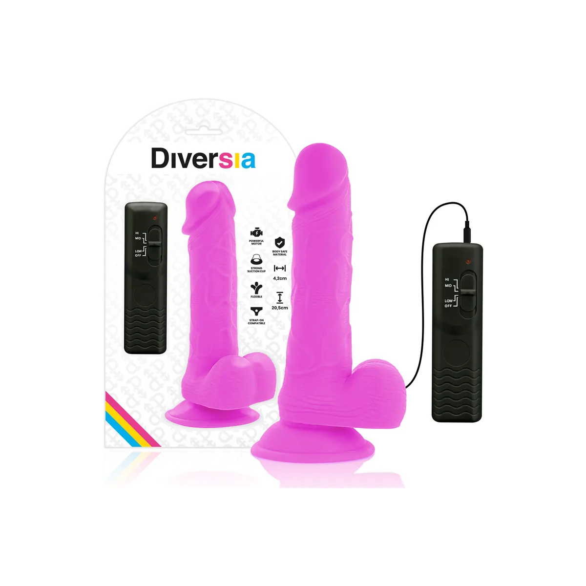 Flexibler Vibrierender Dildo Lila 20,5 cm -O- 4,2 cm von Diversia | Fesselliebe.de