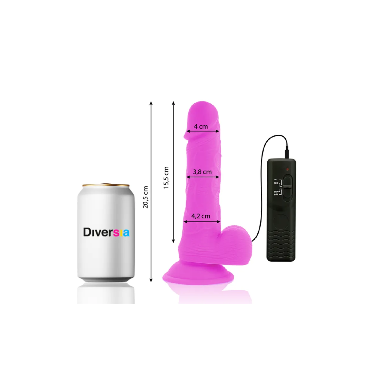 Flexibler Vibrierender Dildo Lila 20,5 cm -O- 4,2 cm von Diversia | Fesselliebe.de