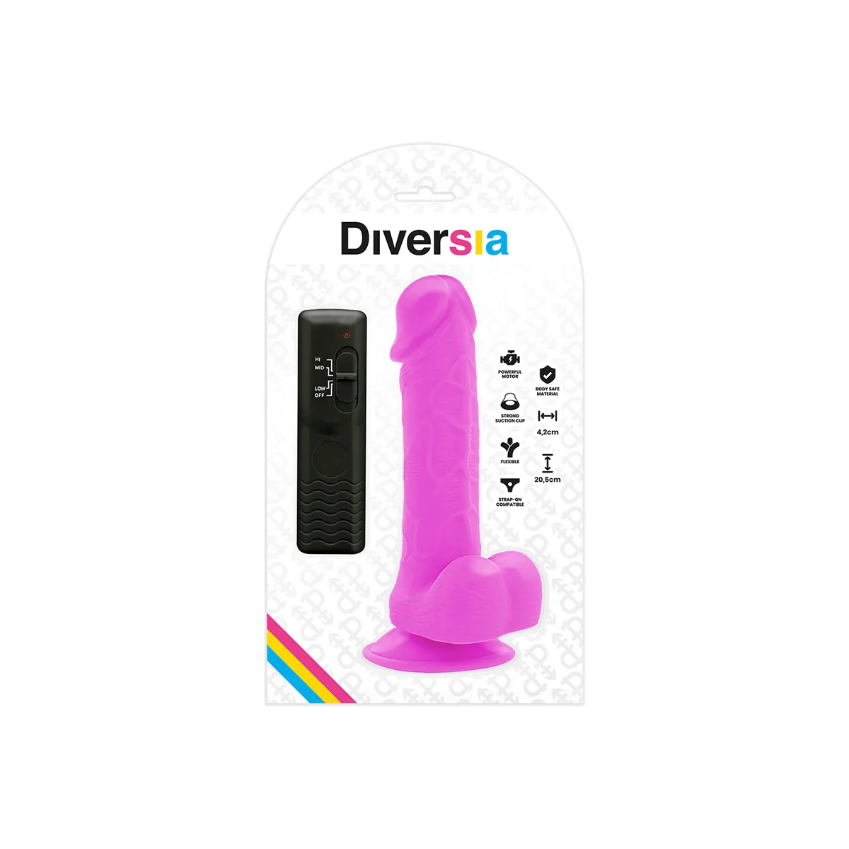 Flexibler Vibrierender Dildo Lila 20,5 cm -O- 4,2 cm von Diversia | Fesselliebe.de